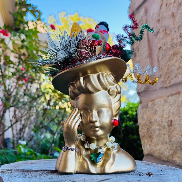 OOAK Kitschy Christmas Head vase made by me! - Picture 10 of 16